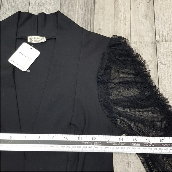 Free People Mesh Sleeves Top XS UK 4 6 Black V Neck Party Night Out BNWT - Picture 11 of 11